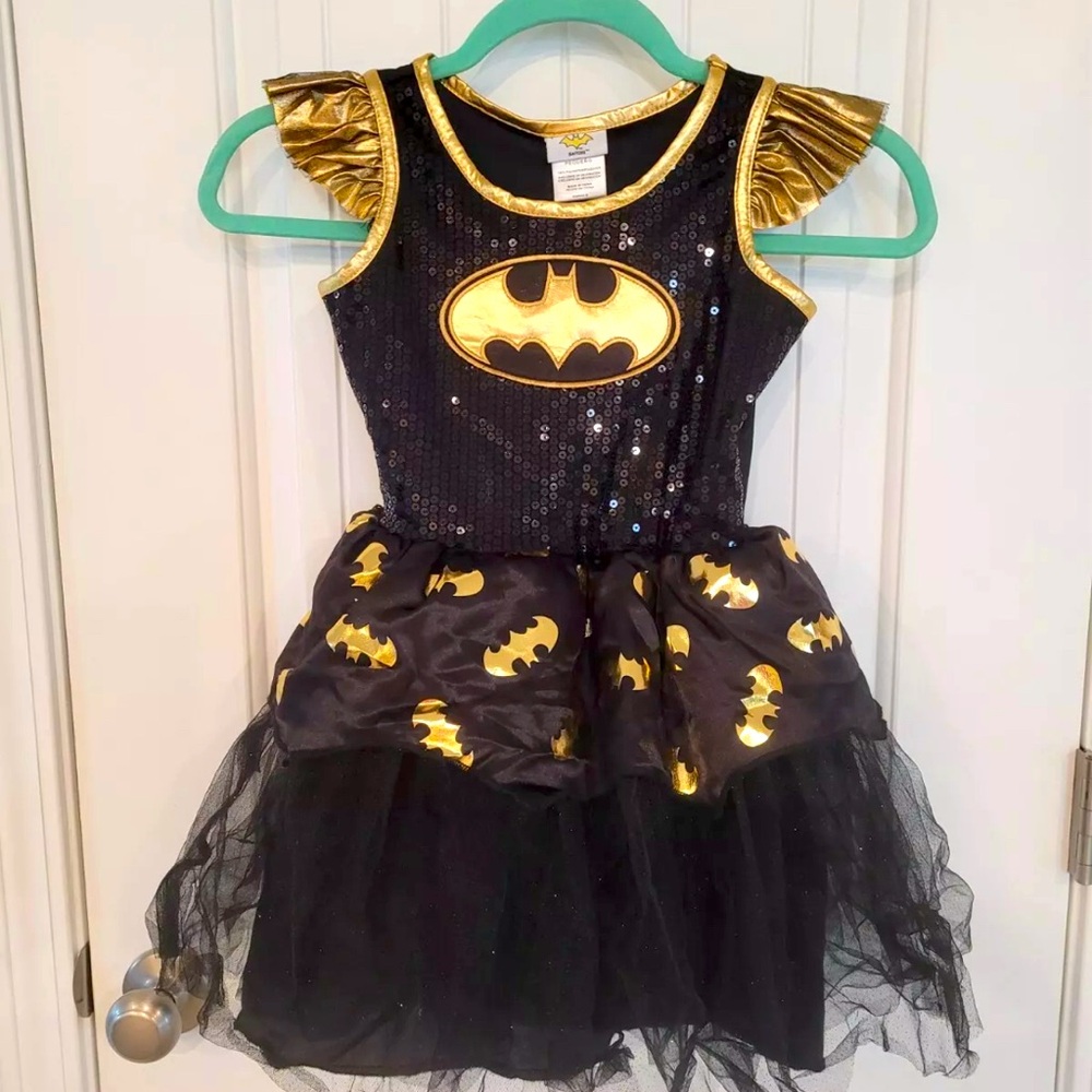 BatGirl DC COMICS Black & Gold Sequined Belted Tulle Dress